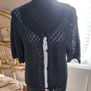 JM Collection Black Crochet Sweater Top | Size M